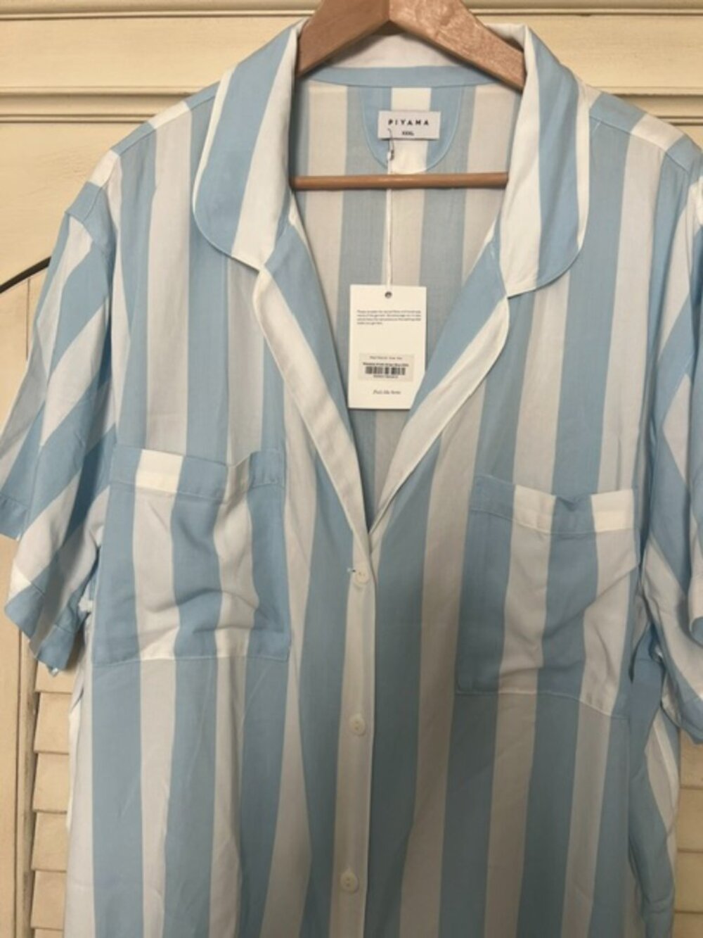 PIYAMA Abigail Blue Stripes Womens' Pajama Set Shirt and Shorts - XXXL
